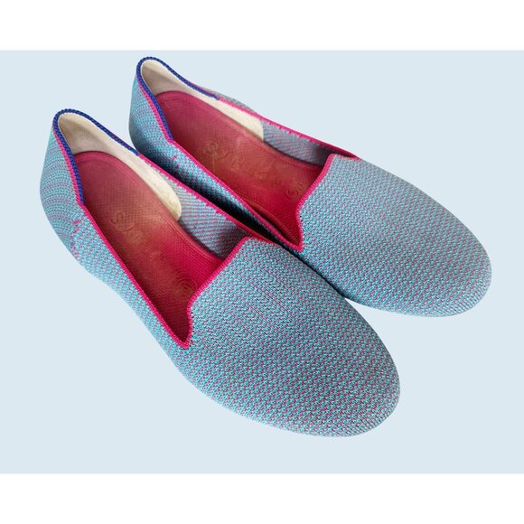ROTHY'S Bluebell Triple Stitch Loafer Baby Blue Pink Slip On Size 10 - Picture 1 of 8